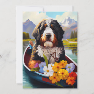 Bernedoodle auf einem Paddle: Ein Landschaftliches Einladung