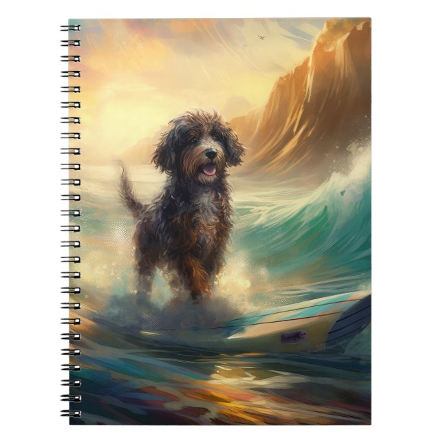 Bernedoodle Beach Surfen Malerei Notizblock (Vorderseite)