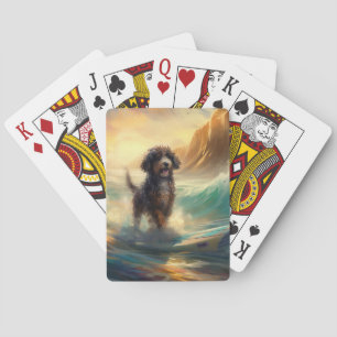 Bernedoodle Beach Surfen Malerei Spielkarten