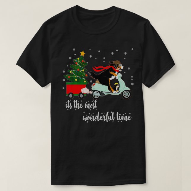 Bernedoodle Bernese Weihnachtsanpassung Pajamas Sn T-Shirt (Design vorne)