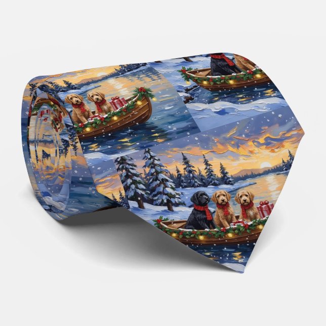 Bernedoodle Christmas Boat Holiday Krawatte (Gerollt)