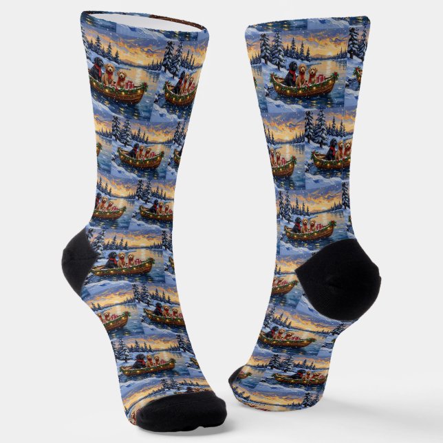 Bernedoodle Christmas Boat Holiday Socken (Gewinkelt)