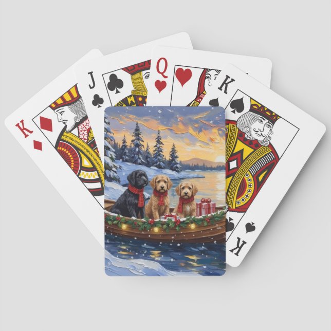 Bernedoodle Christmas Boat Holiday Spielkarten (Rückseite)