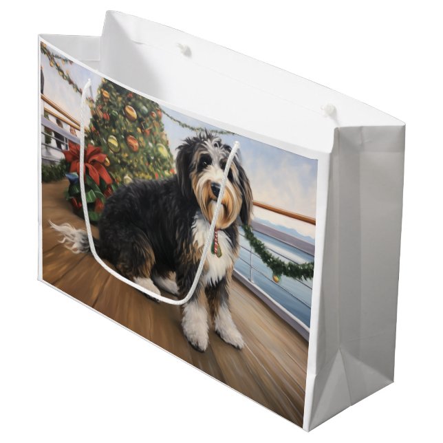 Bernedoodle Christmas Cruise: Feierabend Große Geschenktüte (Vorderseite Schrägansicht)