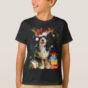 Bernedoodle Christmas Rentier Santa Lights Dog Xm T-Shirt
