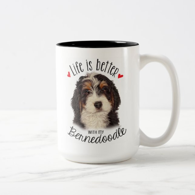 Bernedoodle deux tonalités Mug 15oz (Droit)