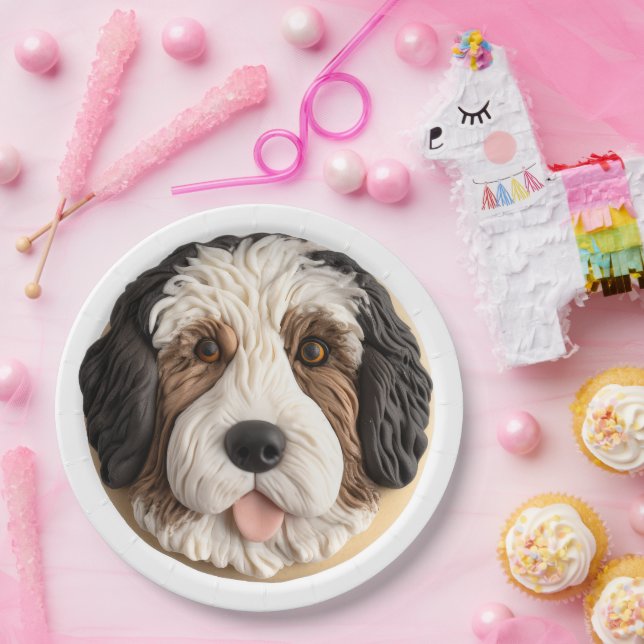 Bernedoodle Dog 3D Inspiriert Pappteller (Party)