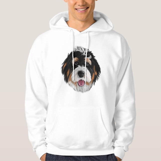 Bernedoodle Dog Face Hoodie (Vorderseite)