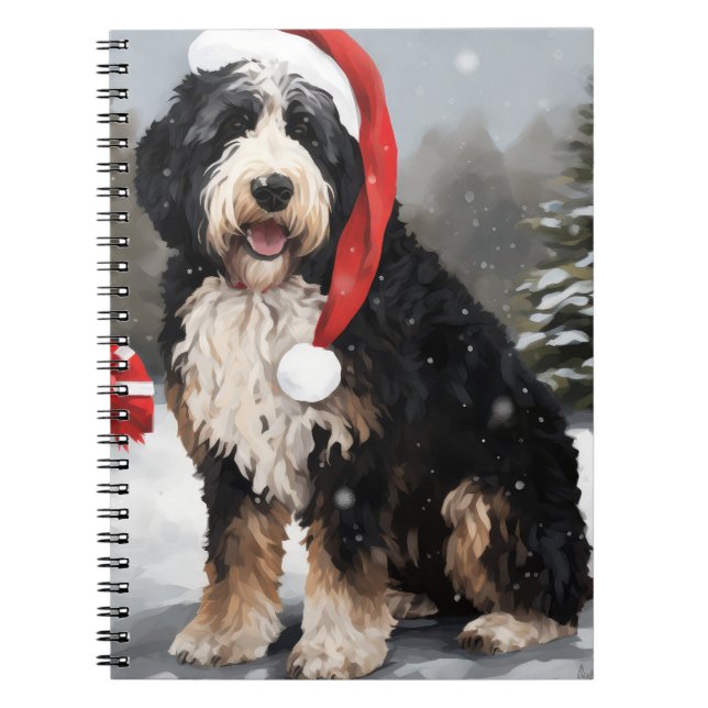 Bernedoodle Dog in Schnee Weihnachten Notizblock (Vorderseite)