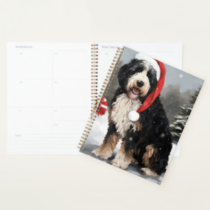 Bernedoodle Dog in Schnee Weihnachten Planer