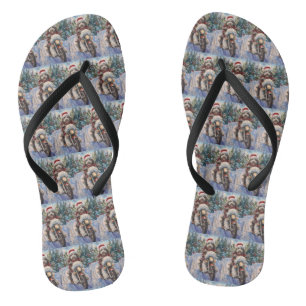 Bernedoodle Dog Riding Motorrad Weihnachten Flip Flops