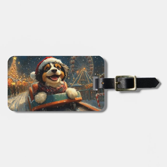 Bernedoodle Dog Roller Untersetzer Weihnachten Gepäckanhänger (Vorderseite horizontal)