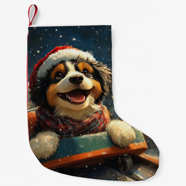 Bernedoodle Dog Roller Untersetzer Weihnachten Kleiner Weihnachtsstrumpf (Vorderseite)