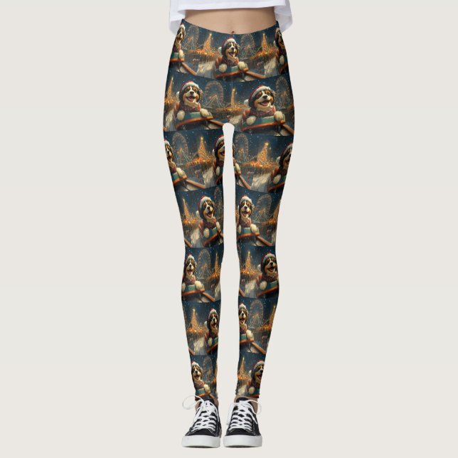 Bernedoodle Dog Roller Untersetzer Weihnachten Leggings (Vorderseite)