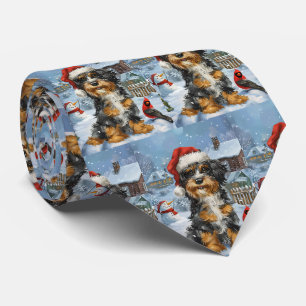Bernedoodle Dog Winter Wunderland Weihnachten Krawatte