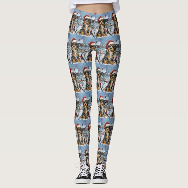 Bernedoodle Dog Winter Wunderland Weihnachten Leggings (Vorderseite)
