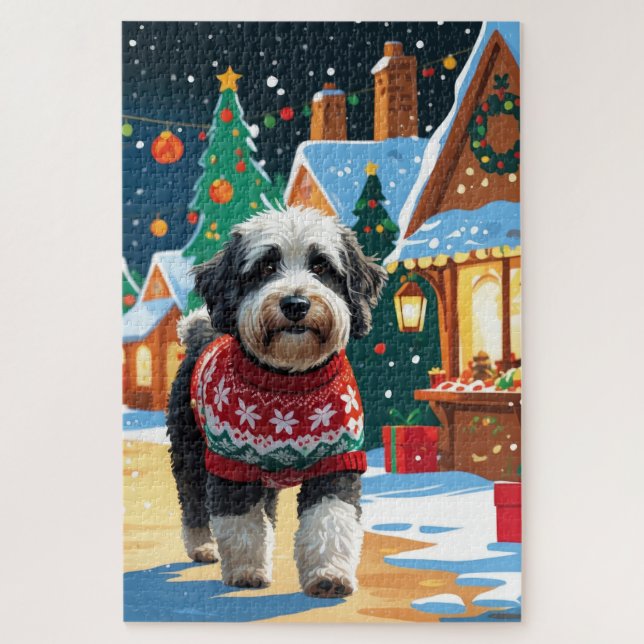 Bernedoodle Dogs Christmas Snow Holiday (Vertikal)