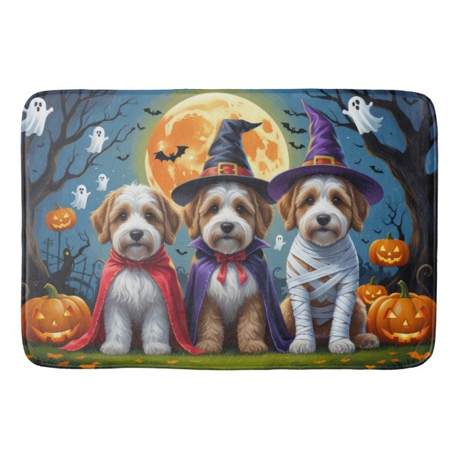 Bernedoodle Dogs Pumpkin Halloween Funny Badematte (Vorderseite)