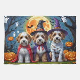 Bernedoodle Dogs Pumpkin Halloween Funny Geschirrtuch