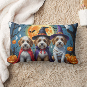 Bernedoodle Dogs Pumpkin Halloween Funny Lendenkissen