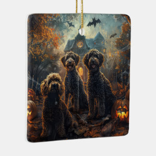 Bernedoodle Halloween Nacht Hunde-Leckerei Keramikornament