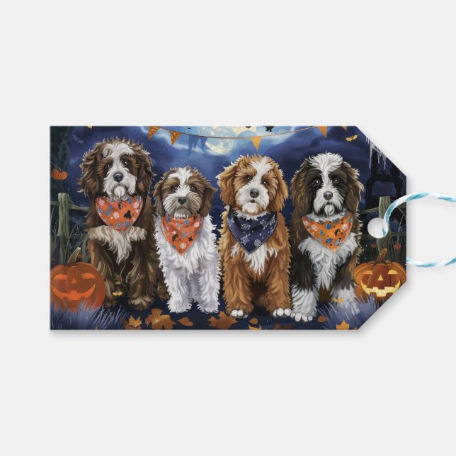 Bernedoodle Halloween Spooky Geschenkanhänger (Vorderseite (Horizontal))