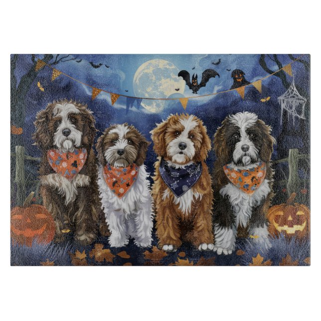 Bernedoodle Halloween Spooky Schneidebrett (Vorderseite)