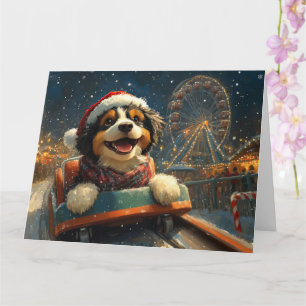 Bernedoodle Hund Achterbahn Weihnachten  Karte