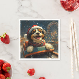 Bernedoodle Hund Achterbahn Weihnachten  Serviette
