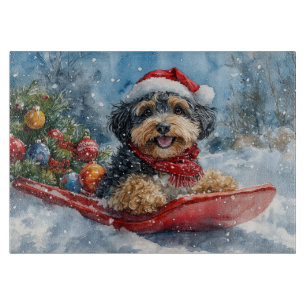 Bernedoodle Hund im Schlitten Lass es schneien Wei Schneidebrett