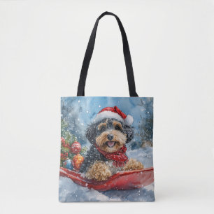 Bernedoodle Hund im Schlitten Lass es schneien Wei Tasche