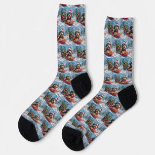 Bernedoodle Hund in Sledge Let it Schnee Weihnacht Socken