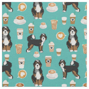 Bernedoodle Hund Kaffeeliebhaber Türkis Stoff