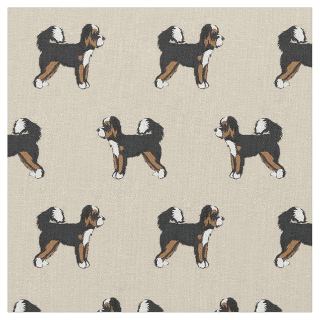 Bernedoodle Hund schlichtes Design Stoff (Nahaufnahme)
