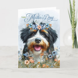 Bernedoodle Hund Wildblume Muttertag Feiertagskarte