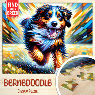 Bernedoodle-Hundeporträt Acryl-Kunst Druck Hund