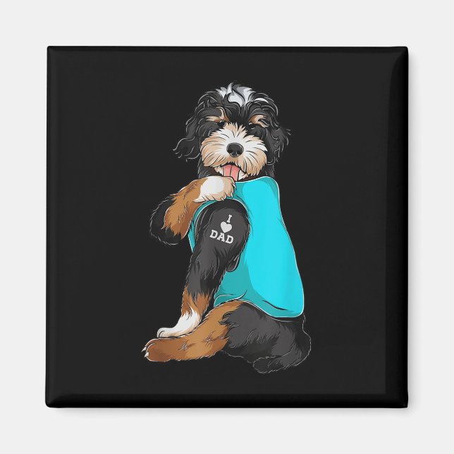 Bernedoodle I Liebe Vater Tattoo Apparel, Hund Vat Magnet (Vorne)