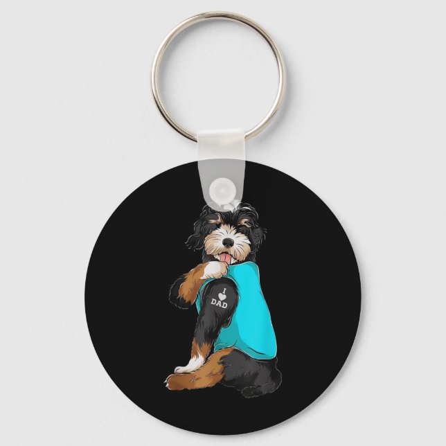 Bernedoodle I Liebe Vater Tattoo Apparel, Hund Vat Schlüsselanhänger (Vorderseite)