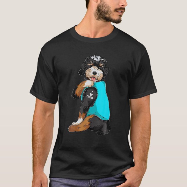 Bernedoodle I Liebe Vater Tattoo Apparel, Hund Vat T-Shirt (Vorderseite)