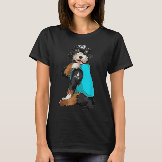 Bernedoodle I Liebe Vater Tattoo Apparel, Hund Vat T-Shirt (Vorderseite)