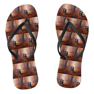 Bernedoodle im Herbst Leaves Fall Inspiriert Flip Flops
