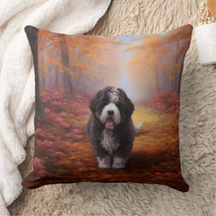 Bernedoodle im Herbst Leaves Fall Inspiriert Kissen
