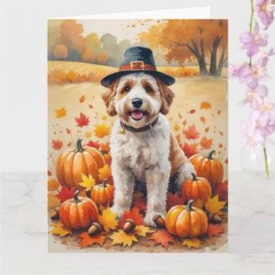 Bernedoodle im Herbstlaub Thanksgiving Kunst Karte