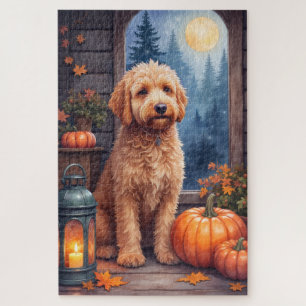 Bernedoodle Kuschelhütte Halloween-Kunstwerk
