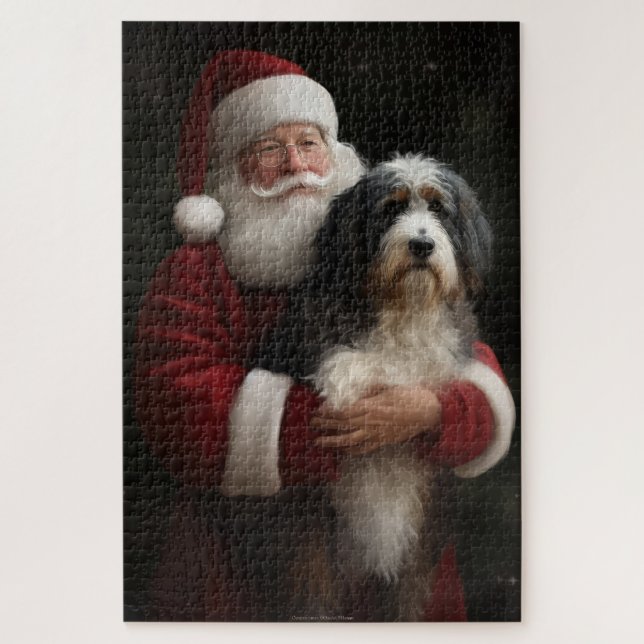Bernedoodle mit dem Weihnachtsmann Weihnachten (Vertikal)