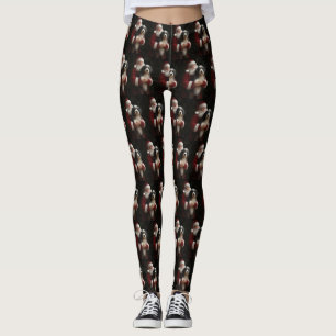 Bernedoodle mit dem Weihnachtsmann Weihnachten Leggings