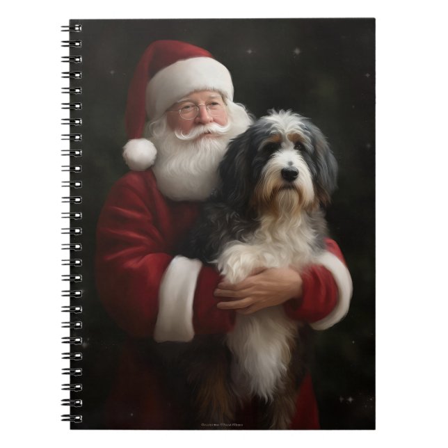Bernedoodle mit dem Weihnachtsmann Weihnachten Notizblock (Vorderseite)