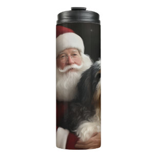 Bernedoodle mit dem Weihnachtsmann Weihnachten Thermosbecher