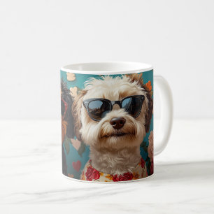 Bernedoodle mit Herz Rosen Valentinstag Kaffeetasse
