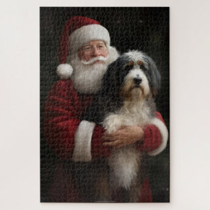 Bernedoodle mit Santa Claus Festliches Weihnachten